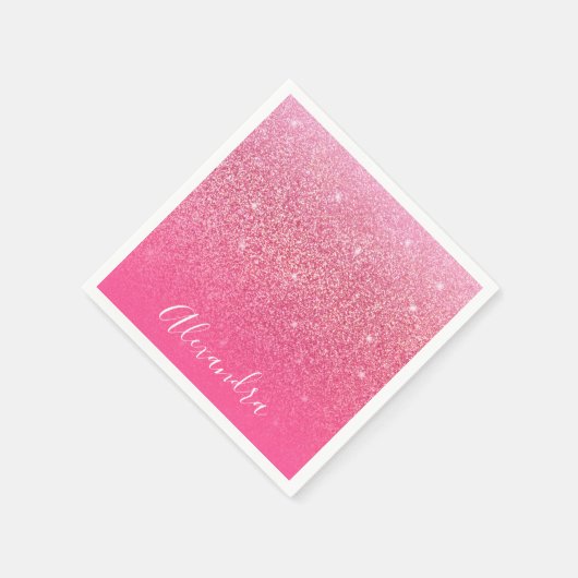 Serviette En Papier Parties scintillant Girly Sparkly Rose rose Nom du (Coin)