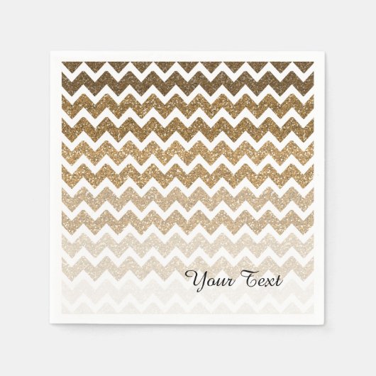 Serviette En Papier Parties scintillant Gold Faux Chevron Ombre (Devant)
