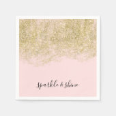 Serviette En Papier Parties scintillant Gold Faux rose pâle étincelle (Devant)