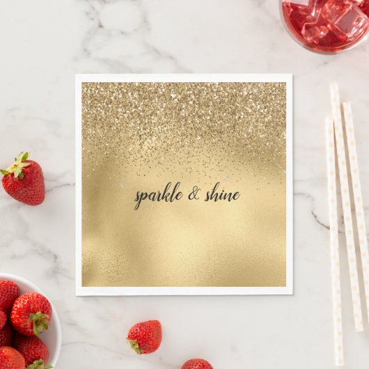 Serviette En Papier Parties scintillant Gold Glam Sparkle Faux (En situation)