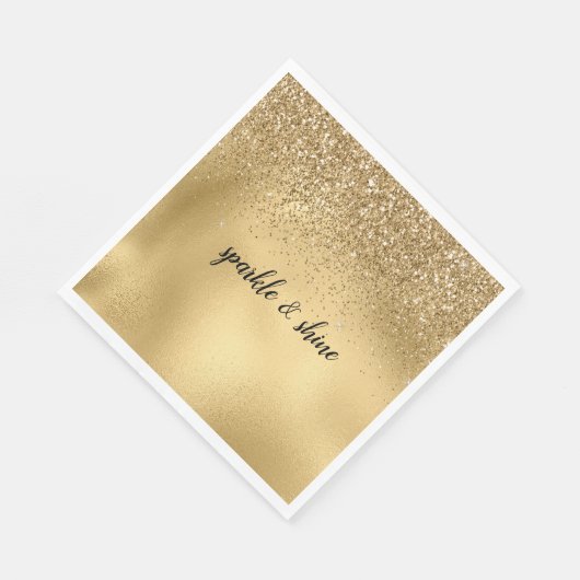 Serviette En Papier Parties scintillant Gold Glam Sparkle Faux (Coin)