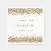 Serviette En Papier Parties scintillant Gold Nom Date Vingt Première P (Devant)
