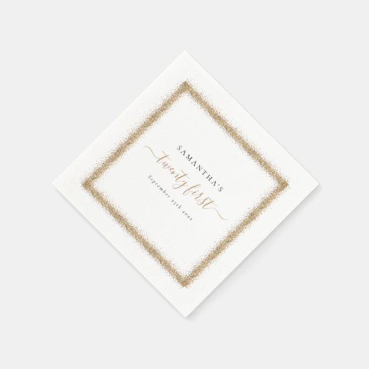 Serviette En Papier Parties scintillant Gold Nom du cadre Date 21ème P (Coin)