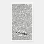 Serviette En Papier Parties scintillant gris argenté Monogramme noir e (Devant)