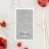 Serviette En Papier Parties scintillant gris argenté Monogramme noir e (En situation)