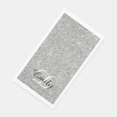Serviette En Papier Parties scintillant gris argenté Monogramme noir e (Coin)