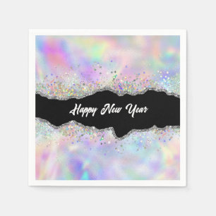 Serviette En Papier Parties scintillant holographique Agate Bonne anné