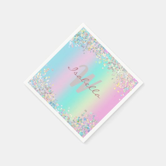 Serviette En Papier Parties scintillant holographique Unicorn (Coin)