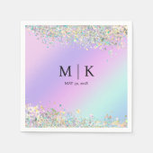 Serviette En Papier Parties scintillant holographique Unicorn (Devant)