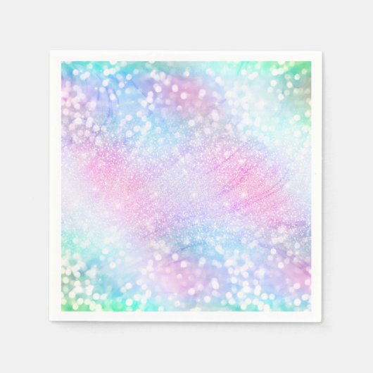 Serviette En Papier Parties scintillant Iridescente Magique Éclat rose (Devant)