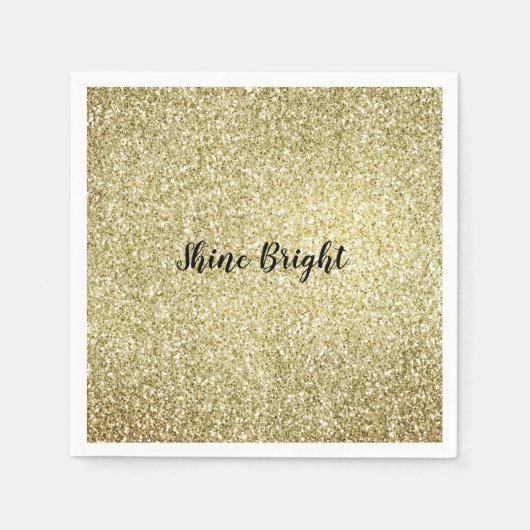 Serviette En Papier Parties scintillant Jaune Gold Glitz (Devant)