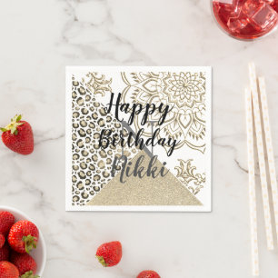 Serviette En Papier Parties scintillant Mandala Leopard Anniversaire p