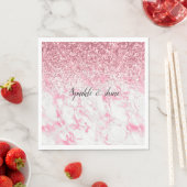 Serviette En Papier Parties scintillant Marbre blanc rose (En situation)
