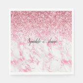 Serviette En Papier Parties scintillant Marbre blanc rose (Devant)