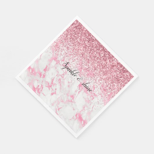 Serviette En Papier Parties scintillant Marbre blanc rose (Coin)