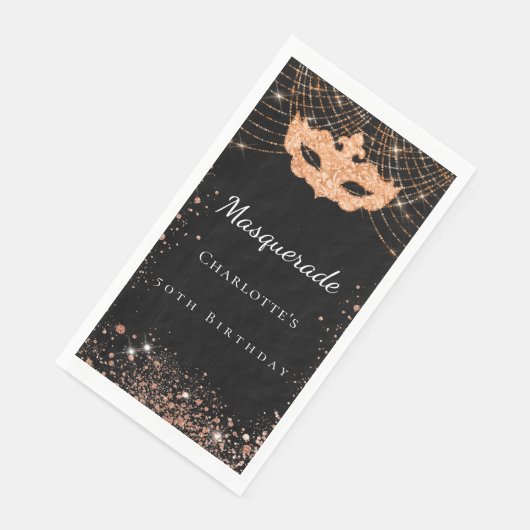 Serviette En Papier Parties scintillant Masquerade en or noir (Coin)