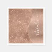 Serviette En Papier Parties scintillant métal Rose or personnalisé (Devant)