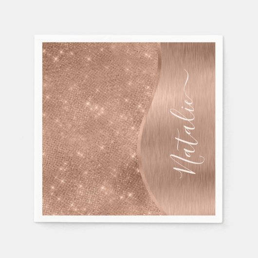Serviette En Papier Parties scintillant métal Rose or personnalisé (Devant)