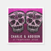 Serviette En Papier Parties scintillant métallique rose chaud Noir Bla (Devant)
