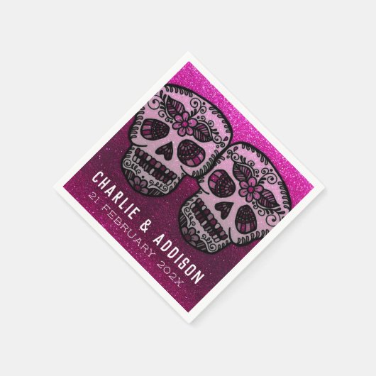 Serviette En Papier Parties scintillant métallique rose chaud Noir Bla (Coin)