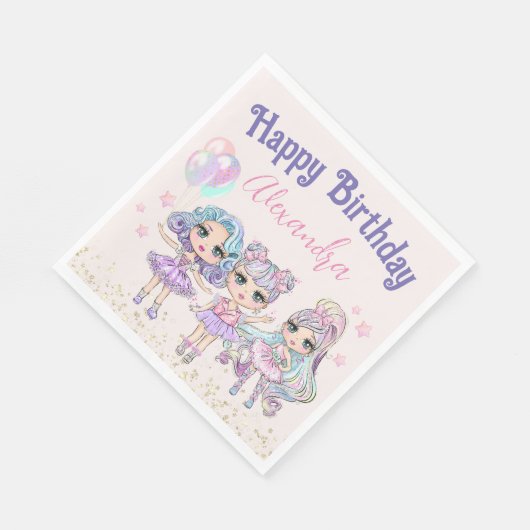 Serviette En Papier Parties scintillant mignonne Dolls Fête d'annivers (Coin)