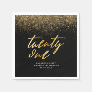Serviette En Papier Parties scintillant moderne Black & Gold 21e fête 