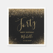 Serviette En Papier Parties scintillant moderne Black Gold 40e anniver (Devant)