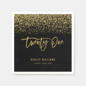 Serviette En Papier Parties scintillant moderne Black Gold Faux 21e an (Devant)