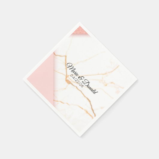 Serviette En Papier Parties scintillant moderne en marbre rose et or (Coin)