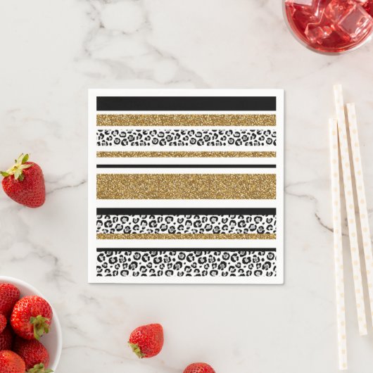 Serviette En Papier Parties scintillant moderne Leopard Motif Gold  Om (En situation)