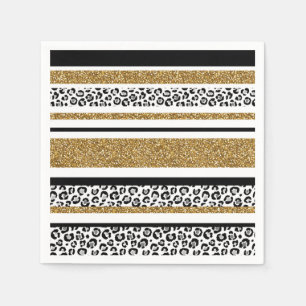 Serviette En Papier Parties scintillant moderne Leopard Motif Gold  Om