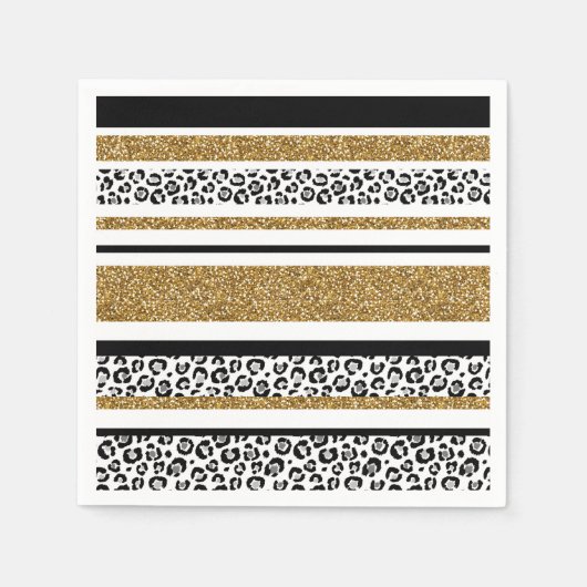 Serviette En Papier Parties scintillant moderne Leopard Motif Gold  Om (Devant)