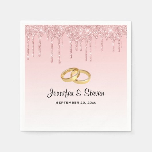 Serviette En Papier Parties scintillant moderne Mariage rose à goutte (Devant)