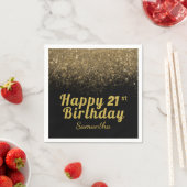 Serviette En Papier Parties scintillant moderne Noir et Or N'importe q (En situation)