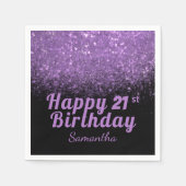 Serviette En Papier Parties scintillant moderne noire et violette N'im (Devant)
