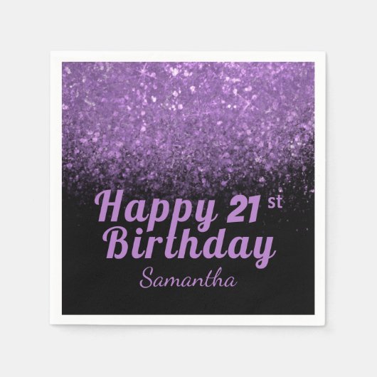 Serviette En Papier Parties scintillant moderne noire et violette N'im (Devant)