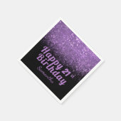 Serviette En Papier Parties scintillant moderne noire et violette N'im (Coin)