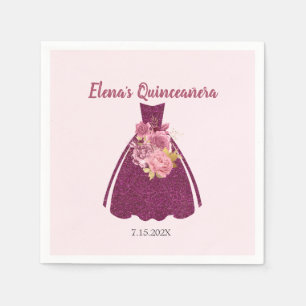Serviette En Papier Parties scintillant moderne Quinceañera