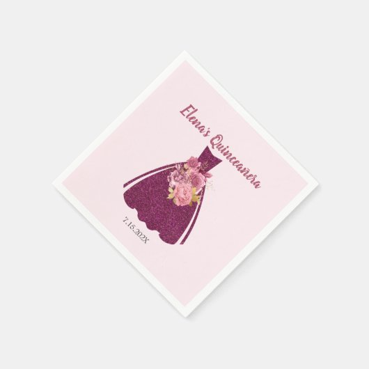 Serviette En Papier Parties scintillant moderne Quinceañera (Coin)