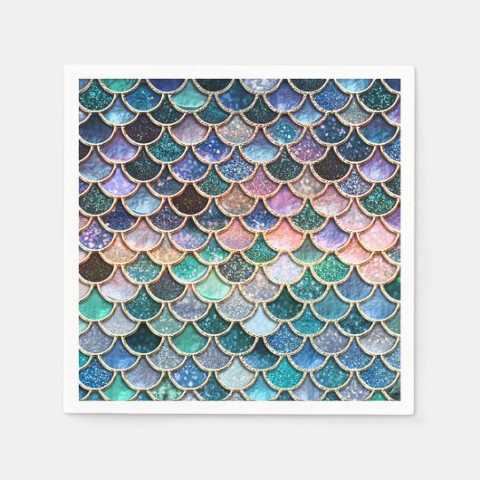 Serviette En Papier Parties scintillant multicolore de luxe Mermaid (Devant)