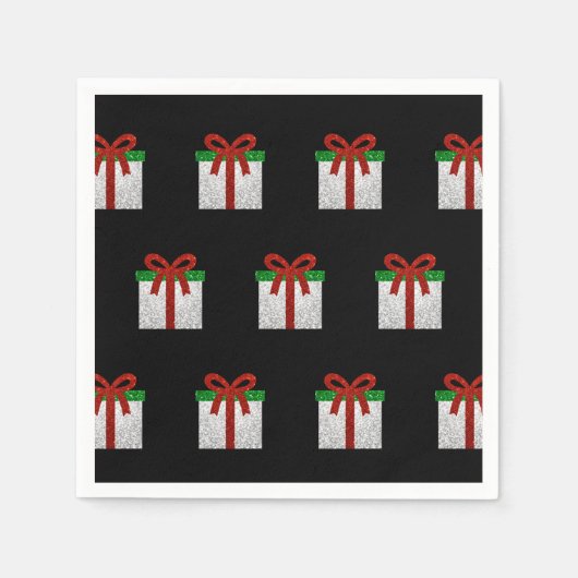 Serviette En Papier Parties scintillant Noël Motif cadeau de Noël serv (Devant)