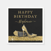 Serviette En Papier Parties scintillant noir et or talons hauts Annive (Devant)