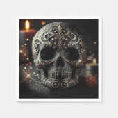 Serviette En Papier Parties scintillant noire Glam Sparkle crâne gothi (Devant)