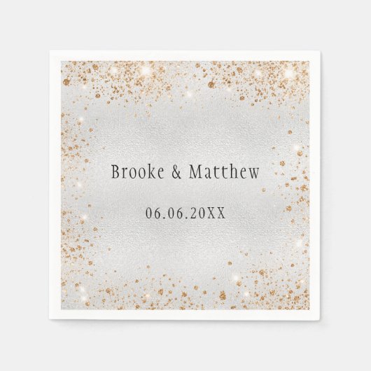 Serviette En Papier Parties scintillant or argent mariage glamour  (Devant)