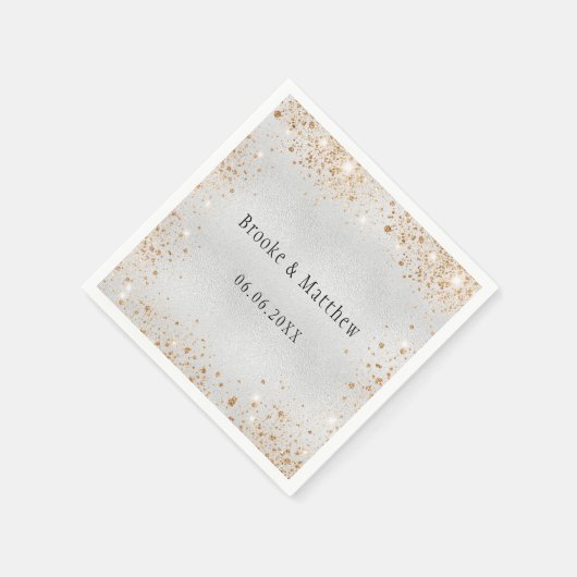 Serviette En Papier Parties scintillant or argent mariage glamour  (Coin)