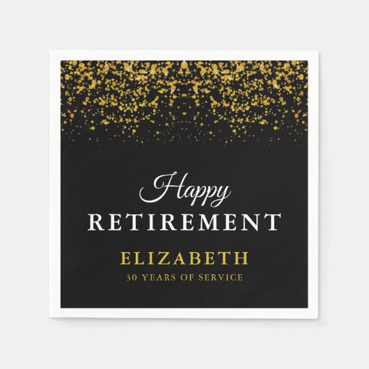 Serviette En Papier Parties scintillant Or de la fête de la retraite (Devant)