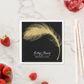 Serviette En Papier Parties scintillant Or de luxe Peacock Feather Mar (En situation)