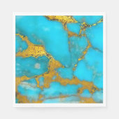 Serviette En Papier Parties scintillant OR en marbre turquoise - AJOUT (Devant)