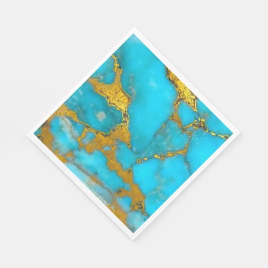 Serviette En Papier Parties scintillant OR en marbre turquoise - AJOUT (Coin)