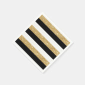 Serviette En Papier Parties scintillant or et bandes noires (Coin)